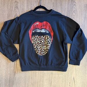 Prince Peter Leopard Tongue Black Pullover Sweatshirt